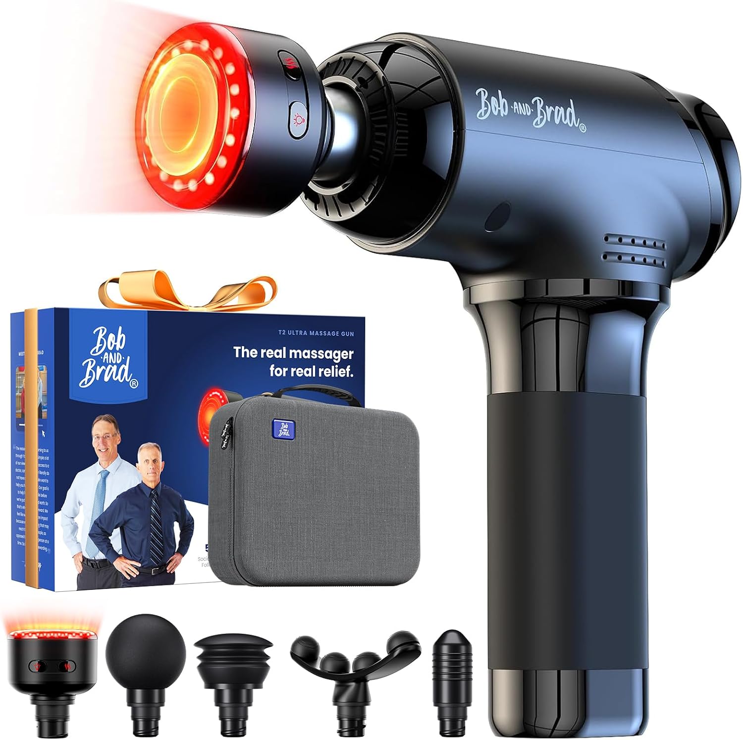 BOB AND BRAD T2 Ultra Deep Tissue Massage Gun, Heat & Red LED, Percussion