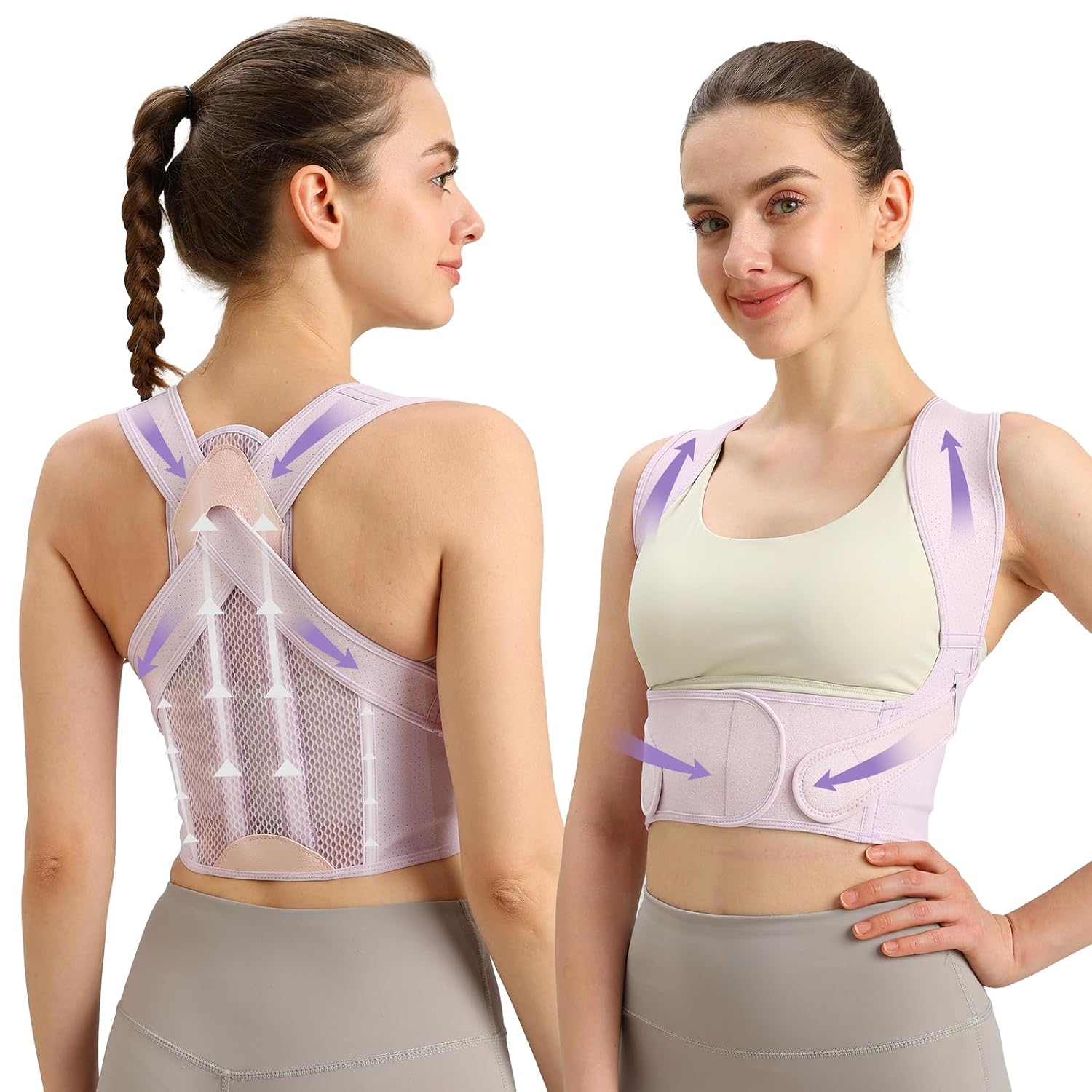 NLNYCT Posture Corrector for Women, Back Brace Posture Corrector, Purple M